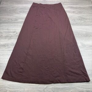 Eddie Bauer Maxi Skirt Women Large Tall Brown A Line Stretch Knit Pull On Casual
